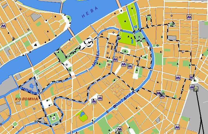 Велосипедная экскурсия Набережные и мосты Петербурга - карта маршрута